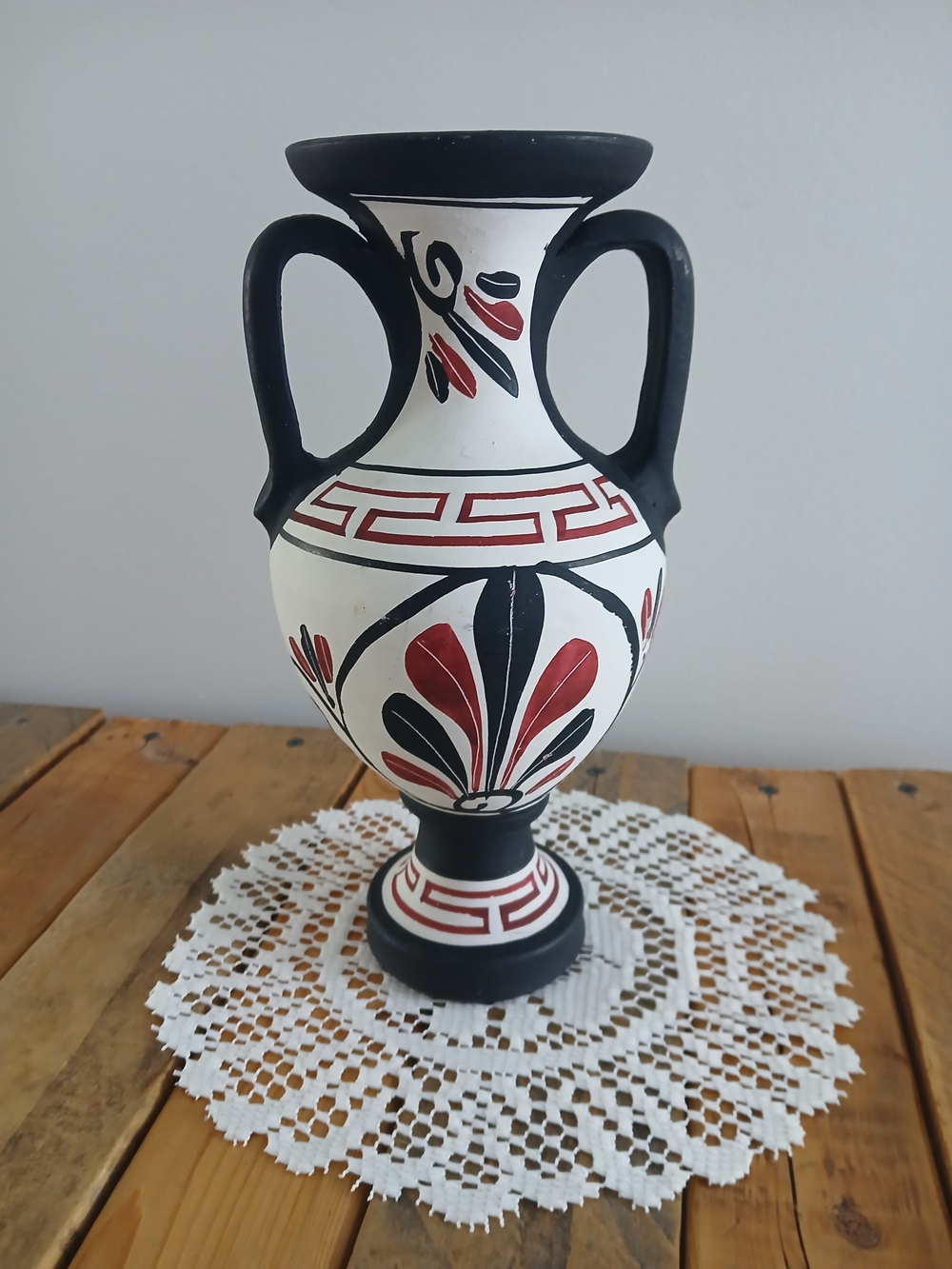 Classic Black and White Greek Amphora Vase - Home Art